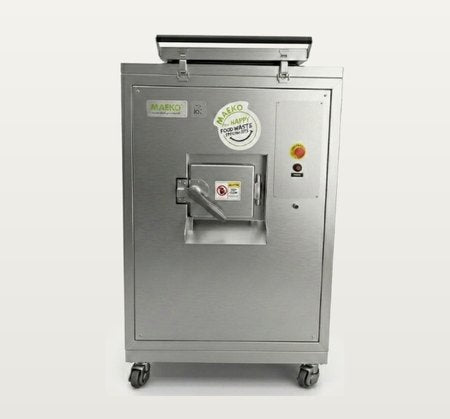 MAEKO MW30, a stainless upright composter with a front feed hatch and castors