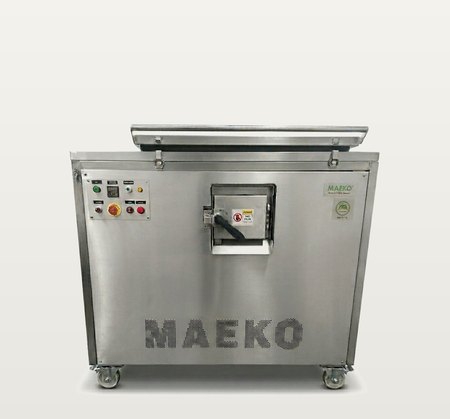 MAEKO MW60, a wide stainless composter with a lid across the top and a centre feed hatch