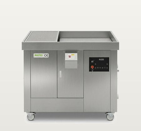 MAEKO WOF-400HR separator: a wider stainless cabinet with a covered tray across the top and a control panel at the right.