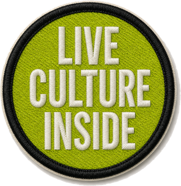 Sticker: live culture inside, 12 to 24 hour cycle